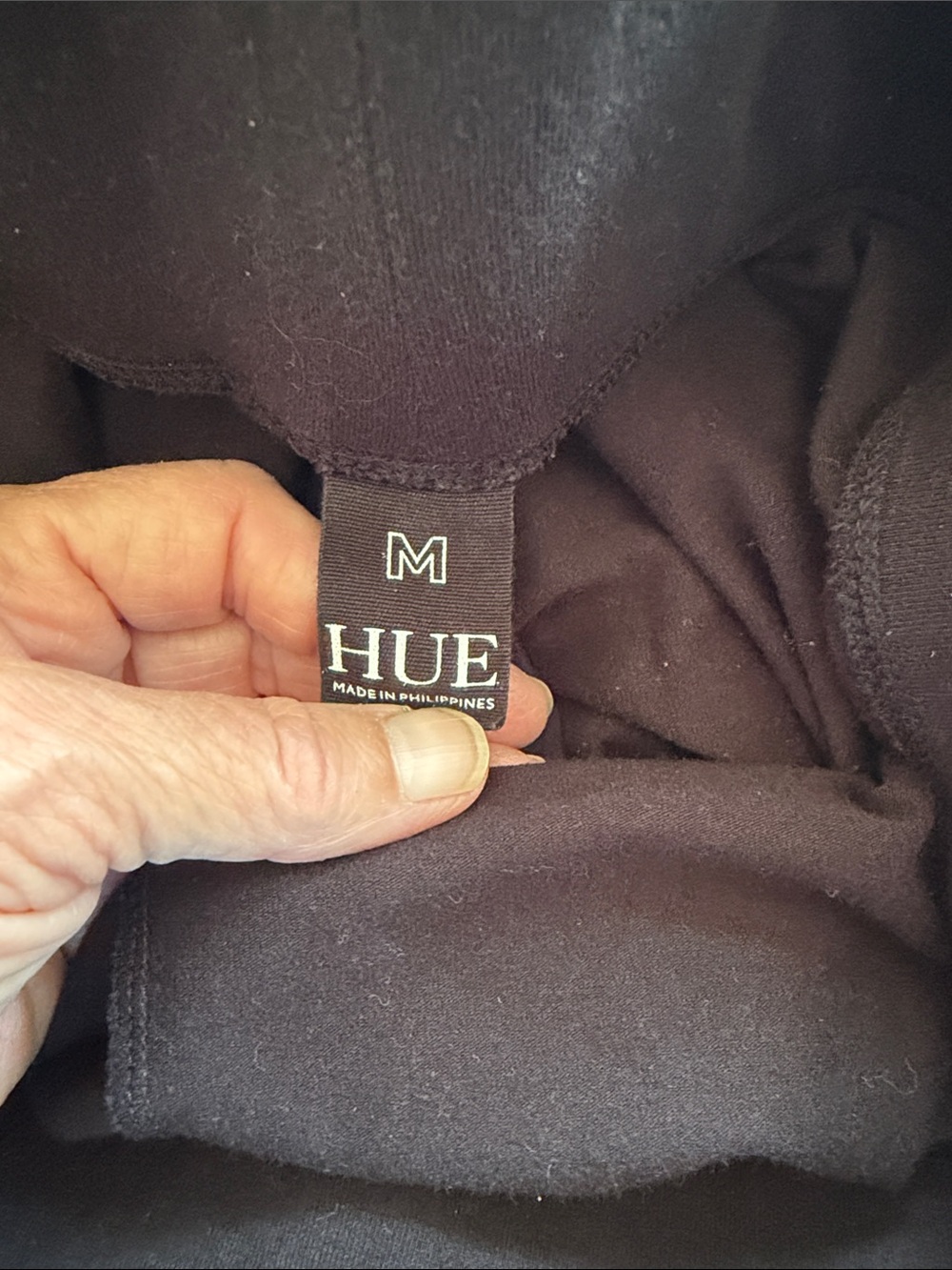 HUE Black Women's M Ribbed Waist Leggings - Picture 2 of 3